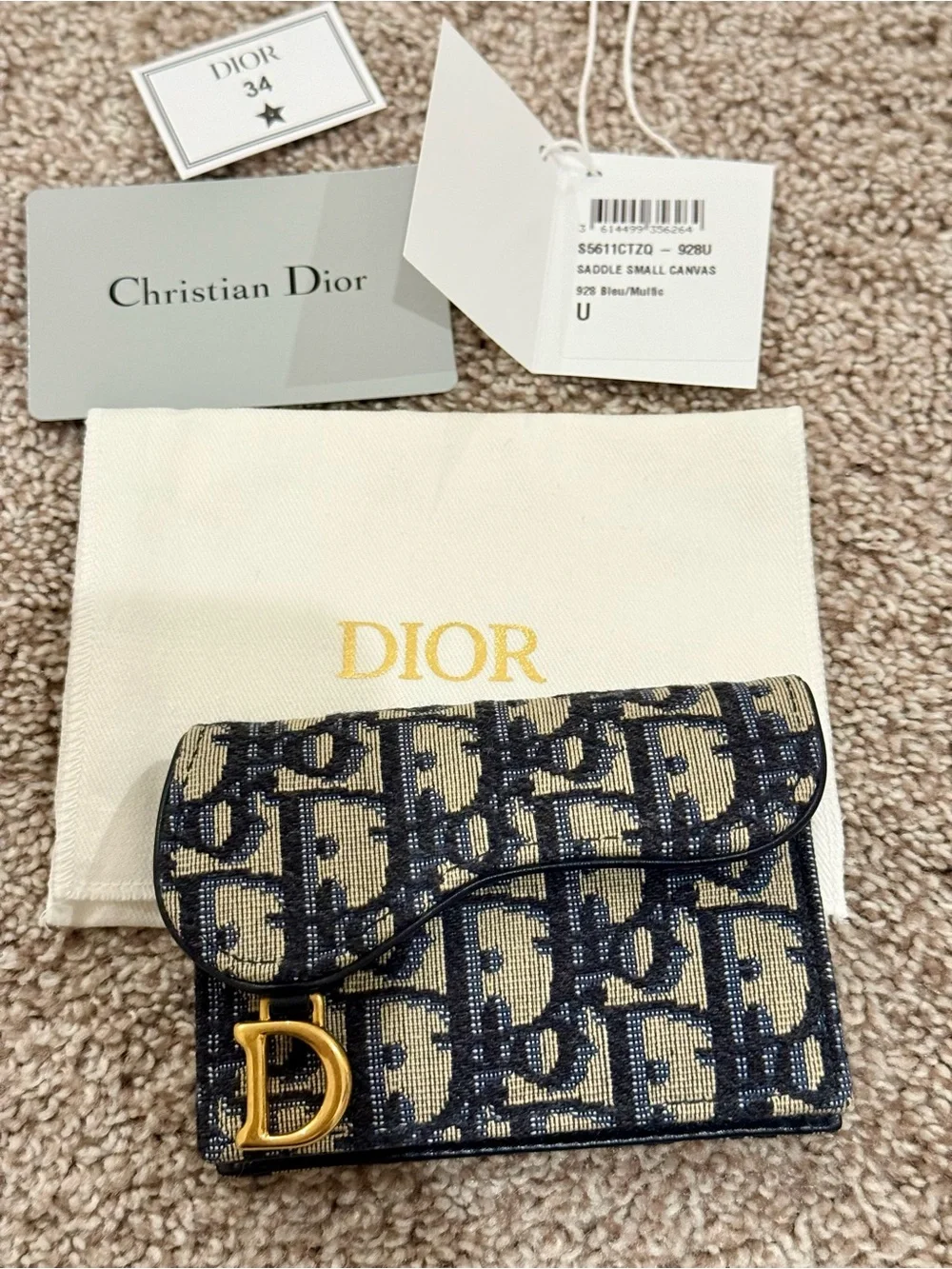 Christian Dior Oblique Saddle Card Holder Blue